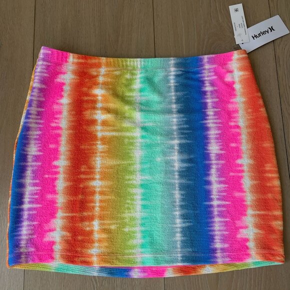 Hurley Womens Large Ombre Rainbow Cover Up Mini Skirt Stretch - Picture 2 of 10